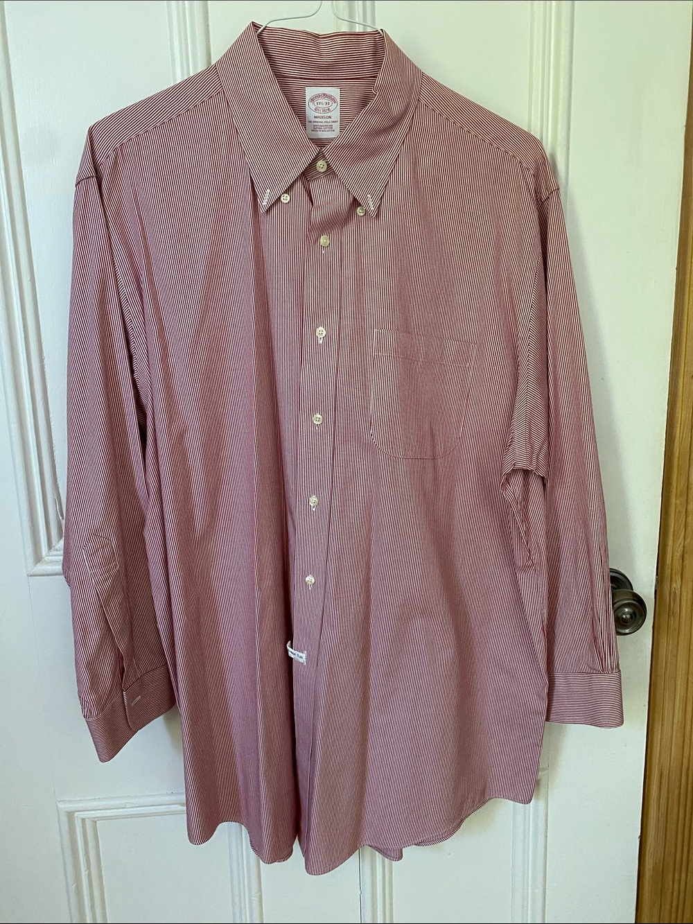 Brooks Brothers Men's Button-Down Dress Shirt - red Stripe